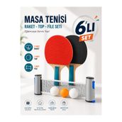 Ozsport Masa Tenisi Filesi Raket Top Seti 6lı Otomatik Gerdirme Mekanizmalı Tüm Masalara Uyumlu Masa Tenisi Seti + Masa Tenisi Filesi + 3 Adet Top