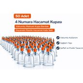 Özssay 4 Numara Hacamat Kupası 50 Adet Vakumlu Manuel Kupa Bardak Dayanıklı Plastik Hacamat Kabı - Renkli