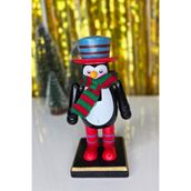 P.E.K.Shop Sevimli Penguen Fındıkkıran Masa Üstü Süs Obje Atkılı Penguen Yılbaşı Masa Süsü 16cm