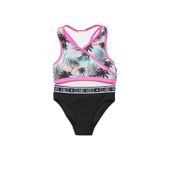 Palmiye baskılı halter kesim kız çocuk bikini takımı DB200723BT BASKILI 7-8 Yaş