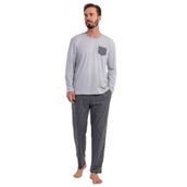 Pamuklu Erkek Büyük Beden Uzun Kol Pijama Takım, 503100