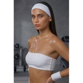 Pamuklu Sporcu Saç Bandı ve Bileklik Seti - Tenis Yoga Fitness Bandı 3'lü Set (Beyaz)