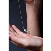 Papatya Silver 925 Ayar Gold Kaplama Uğur Böcekli Kelebek Gümüş Kolye