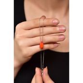 Papatya Silver 925 Ayar Gümüş Doğal Taş Turuncu Damla Rodyum Kolye