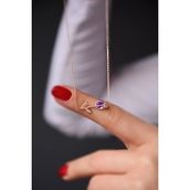 Papatya Silver 925 Ayar Gümüş Mor Taşlı Lale Kolye