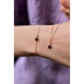 Papatya Silver 925 Ayar Gümüş Rose Kaplama Zirkon Taşlı Yıldız Kolye ve Bileklik Set