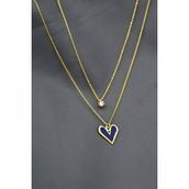 Papatya Silver 925 Ayar Gümüş Tektaş ve Lacivert Mineli Kalp Asansör Kolye