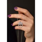 Papatya Silver 925 Ayar Gümüş Zirkon Taşlı Kalpli Kraliçe Tacı Rodyum Kolye