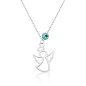 Papatya Silver 925 Ayar Nazar Boncuklu Gümüş Melek Gümüş Kolye