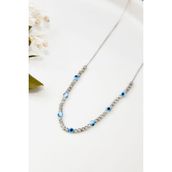 Papatya Silver 925 Ayar Rodyum Kaplama Dorika Toplu Göz Kadın Gümüş Kolye