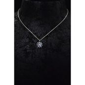 Papatya Silver 925 Ayar Rodyum Kaplama Lacivert Zirkon Taşlı Dönen Güneş Gümüş Kolye