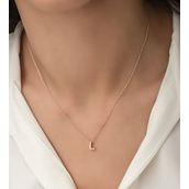 Papatya Silver 925 Ayar Rose Altın Kaplama Üç Boyutlu Gümüş L Harf Kolye