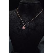 Papatya Silver 925 Ayar Rose Kaplama Pembe Zirkon Taşlı Dönen Güneş Kadın Gümüş Kolye