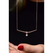 Papatya Silver 925 Ayar Rose Kaplama Top Motifli Pembe Ay Taşı Dört Yapraklı Yonca Kadın Gümüş Kolye