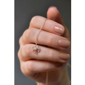 Papatya Silver UVPS100905 Tektaşlı Yonca Model Rose Kaplama 925 Ayar Gümüş Kolye