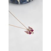 Papatya Silver UVPS101934 Rose Altın Kaplama Kelebek 925 Ayar Gümüş Kolye