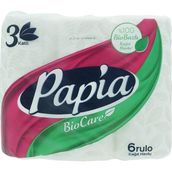 Papia Bio Care 6 Rulo Kokusuz Kağıt Havlu 3 Katlı 1 Paket Yüksek Emicilik Özelliğiyle