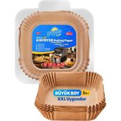 Papro Airfryer Pişirme Kağıdı, Fritöz Yağlı Kağıdı, Yanmaz Kağıt Xxl Uyumlu 50 Adet (Kare) (1, Kare