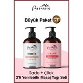 Parnassos Doğal Çilek Özlü Ve Natural White Duyusal Ve Afrodizyak Etkili Aromaterapi Masaj Yağı Seti 300 Ml
