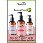 Parnassos Doğal Çilek ve Yasemin Özlü ve White Yenilebilir Aromaterapi Masaj Yağı Seti 150 ml