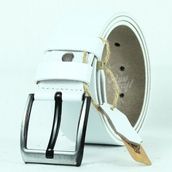 Parscraft Hakiki Manda Derisi Erkek Kemer 4,5 cm Beyaz Kot Pantolon Spor Kemer - 105 cm