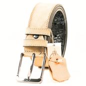 Parscraft Nubuk Deri Erkek Kemer 4 Cm Bej Kot Kumaş Spor Kemer (130 cm)