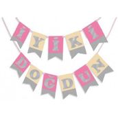 Partici Pembe Gümüş Yaldızlı İyi Ki Doğdun Banner