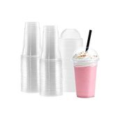 Partifest Plastik Şeffaf Bardak Kapaklı Milkshake Bardağı Kahve Bardağı Soğuk Içecek Bardağı 400-450ml 50 Adet