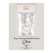 partince 20 gr Metalik Yuvarlak Form Silver Konfeti