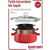 Paşabahçe Borcam Kapak 24-26-28 cm'lere Uygun Cam Tencere Kapağı