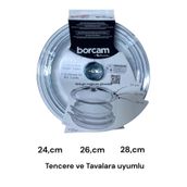 Paşabahçe Borcam Tencere Tava Kapak Cam Tava Tencere Kapağı 24CM 26CM 28CM Çoklu Tencere Cam Kapak