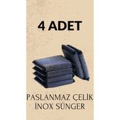 Paslanmaz Inox Tellerli Çok Amaçlı Bulaşık Süngeri 4'lü Set - Seçenek 1
