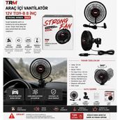 Paspro Otomotiv Trm Araç Içi Vantilatör 12V Mandallı 8 Inç 360° Döner Siyah T139-B