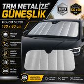 Paspro Otomotiv Trm Metalize Ön Cam Güneşliği Katlanabilir Silver 130X60 cm