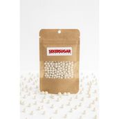 Pasta Süsleme Şekeri Boncuk Şeker 4 mm Metalik Inci Beyazı 40 Gr.