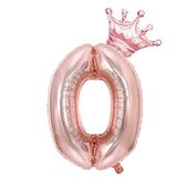 Patladı Gitti 0 Rakam Kral Tacı Rose Gold Folyo Balon Doğum Günü Parti Kutlama Seti