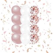 Patladı Gitti 10-12 inç Beyaz Rose Gold ve Konfetili Karışık 10 Adet Balon