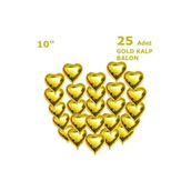 Patladı Gitti 10 inç 25 Adet Gold Kalp Folyo Balon