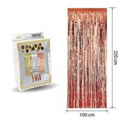Patladı Gitti 100x200 cm Rose Gold Metalize Arka Fon Kapı Perdesi