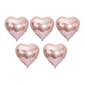 Patladı Gitti 15 inç 38 cm 5'li Rose Gold Kalp Folyo Balon