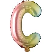 Patladı Gitti 16 inç 36 cm C Harf Gökkuşağı Folyo Balon