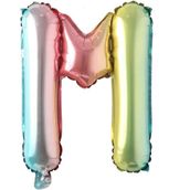 Patladı Gitti 16 inç 36 cm M Harf Gökkuşağı Folyo Balon