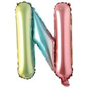 Patladı Gitti 16 inç 36 cm N Harf Gökkuşağı Folyo Balon