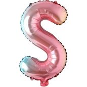 Patladı Gitti 16 inç 36 cm S Harf Gökkuşağı Folyo Balon