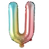 Patladı Gitti 16 inç 36 cm U Harf Gökkuşağı Folyo Balon