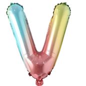 Patladı Gitti 16 inç 36 cm V Harf Gökkuşağı Folyo Balon