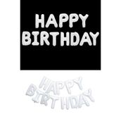 Patladı Gitti 16 inç Beyaz Happy Birthday Folyo Balon Set