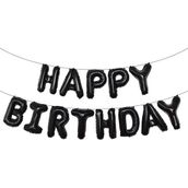 Patladı Gitti 16 inç Siyah Happy Birthday Folyo Balon Set
