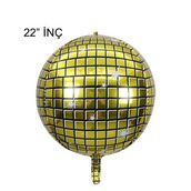 Patladı Gitti 22 inç 4D Büyük Boy Gold Disko Küre Folyo Balon