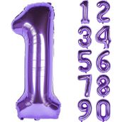 Patladı Gitti 32-34 inç 80 cm 1 Bir Rakam Mor Folyo Balon